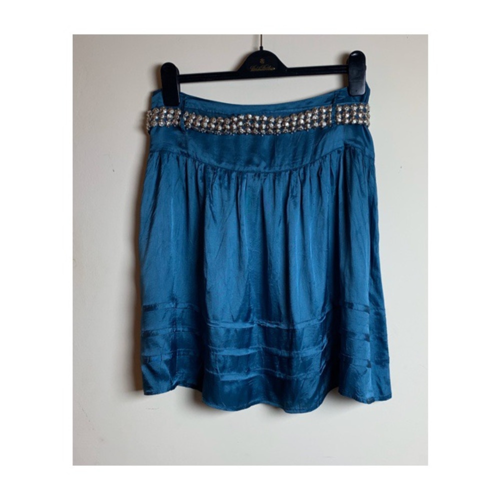 SEE BY CHLOE CRINKLE SKIRT WITH METALLIC BELT